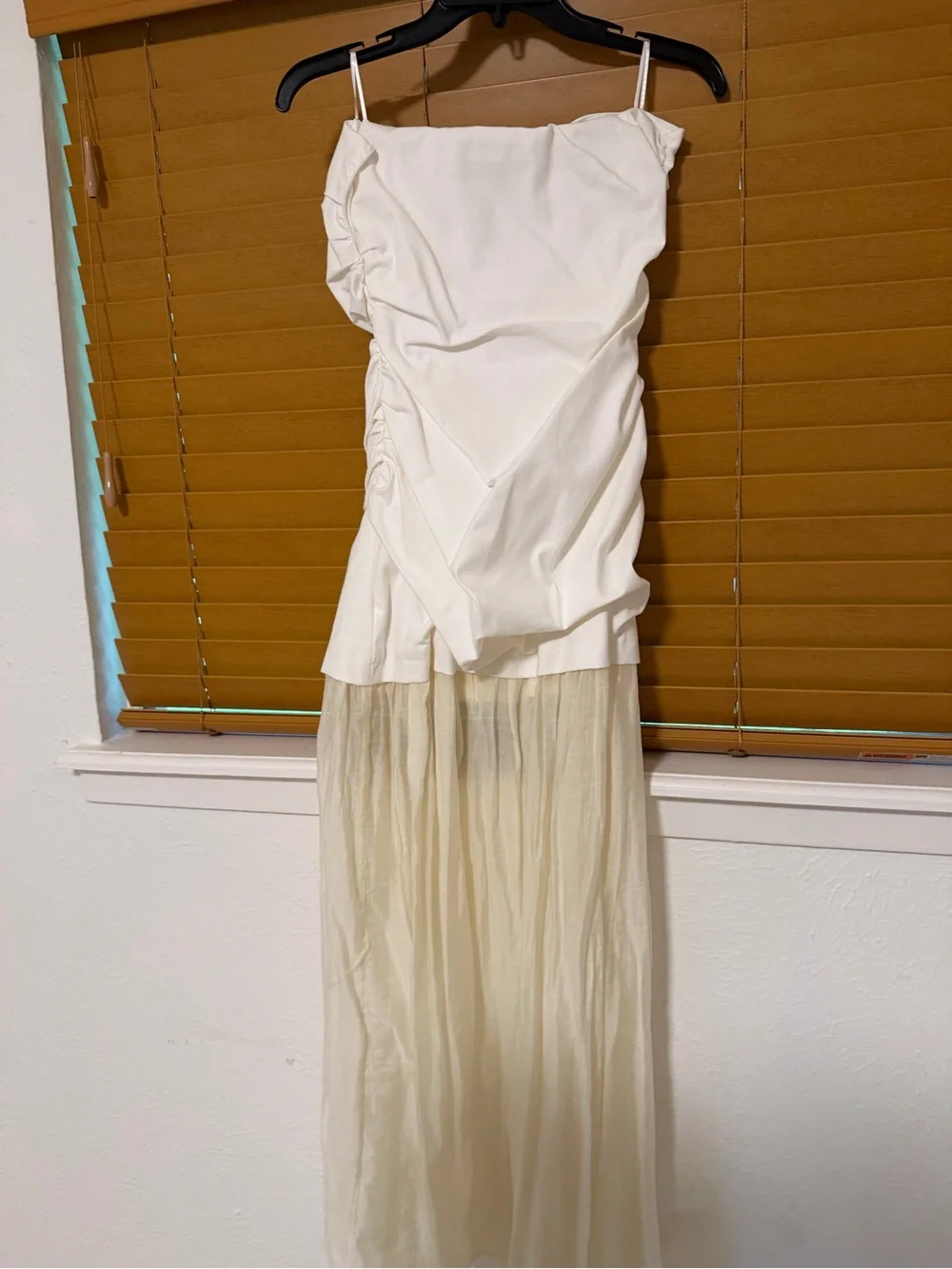 Zara Strapless White and Cream Midi Dress New with Tags - Picture 5 of 8